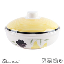 1000cc Ceramic Habd Painted Soup Pot with Lid